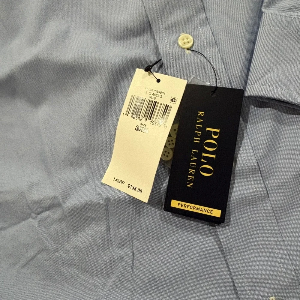 Polo Ralph Lauren Performance Shirt Mens 3XB Light Blue Wicking Button Down NEW